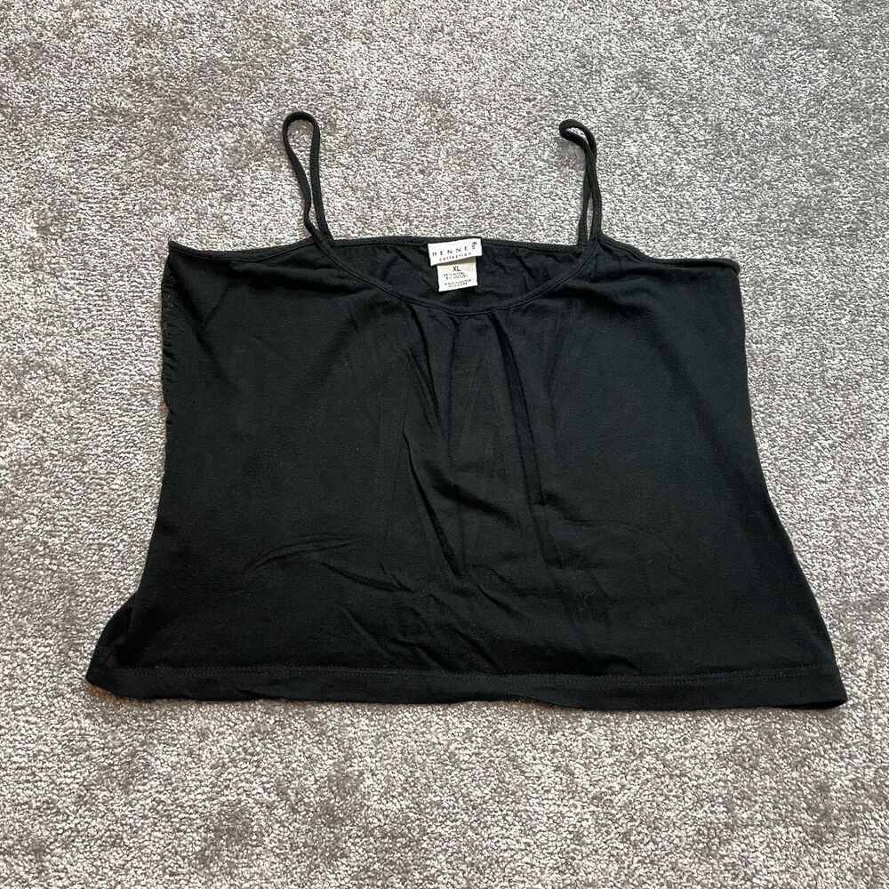 Hennes Tank Top Shirt Womens XL Black Basic Cami Sleeveless Shirt Soft Modal